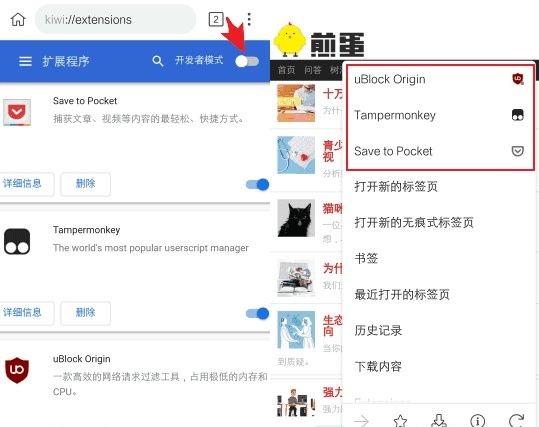 kiwibrowser浏览器截图